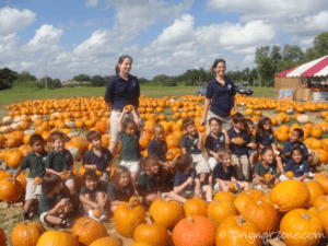 Kids at a pumpkin patch