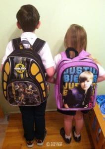 first day of first grade, justin bieber backpack,