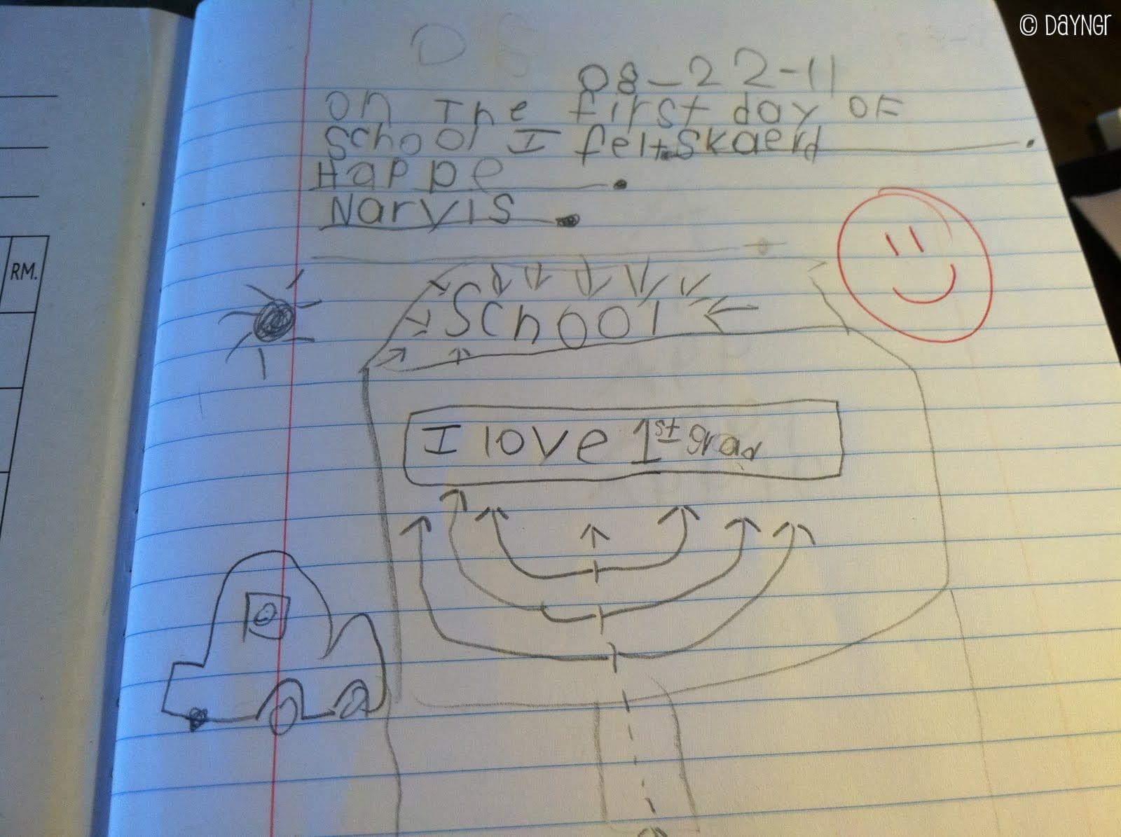 first grade writing, child's handwriting, first grade observations