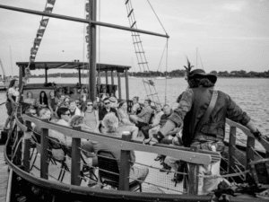 Pirate ship and visitors
