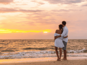 two lovers on a beach