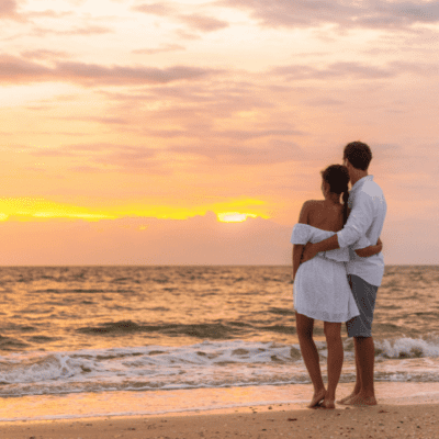 two lovers on a beach