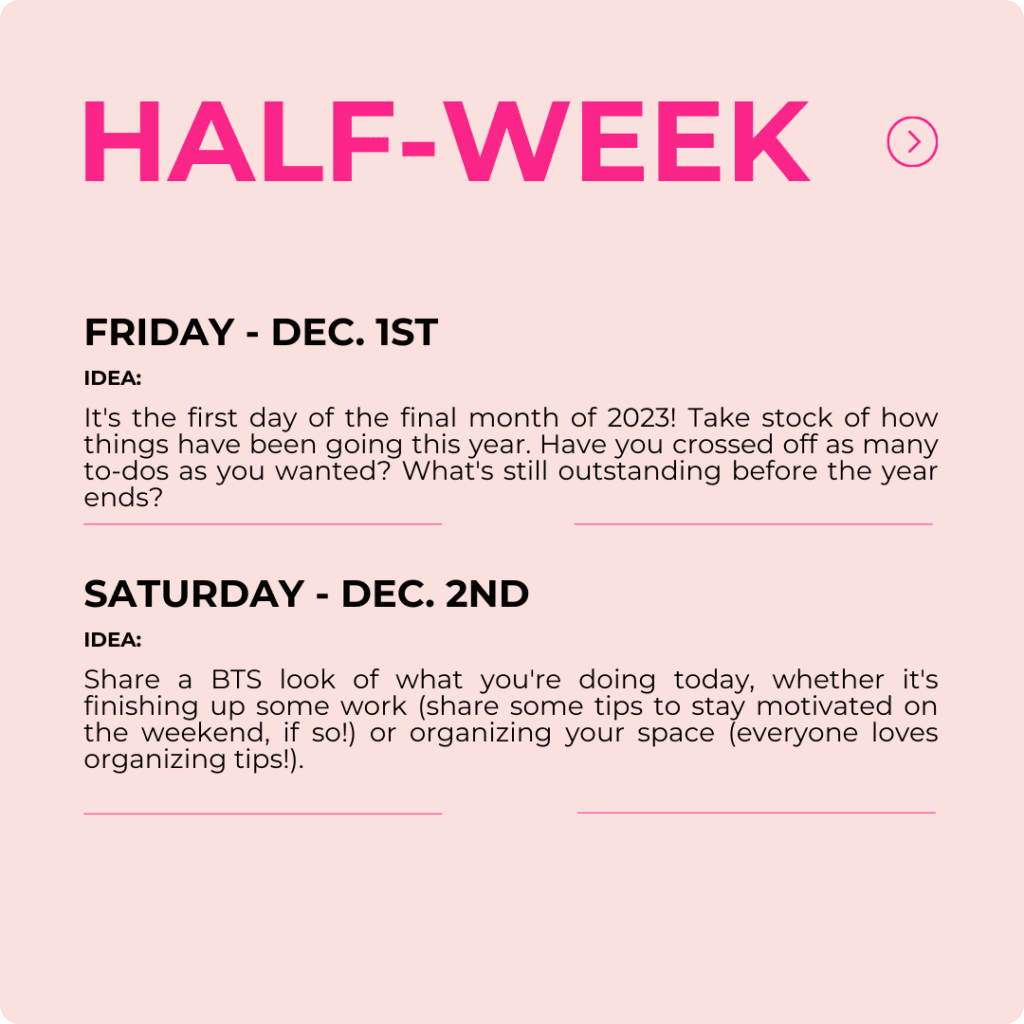 december instagram content