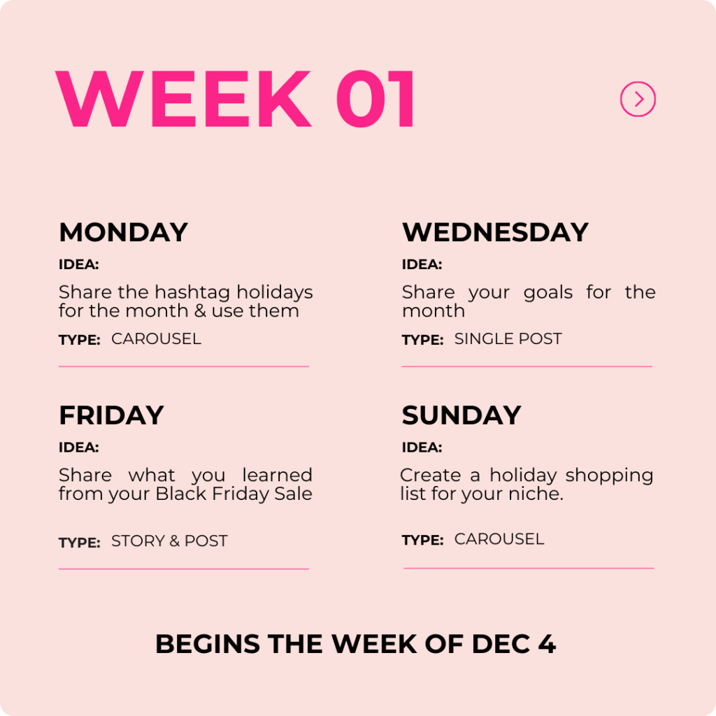 week one content for december