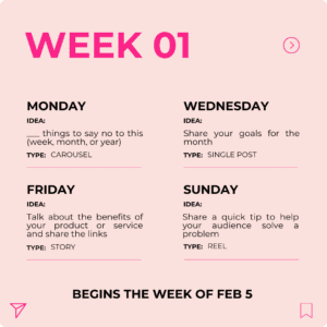 social media content for the first week of Feb